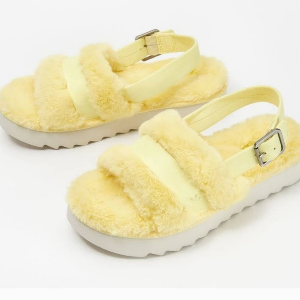 Koolaburra by Ugg Fuzz'd Out Buckle Strap Sandal yellow